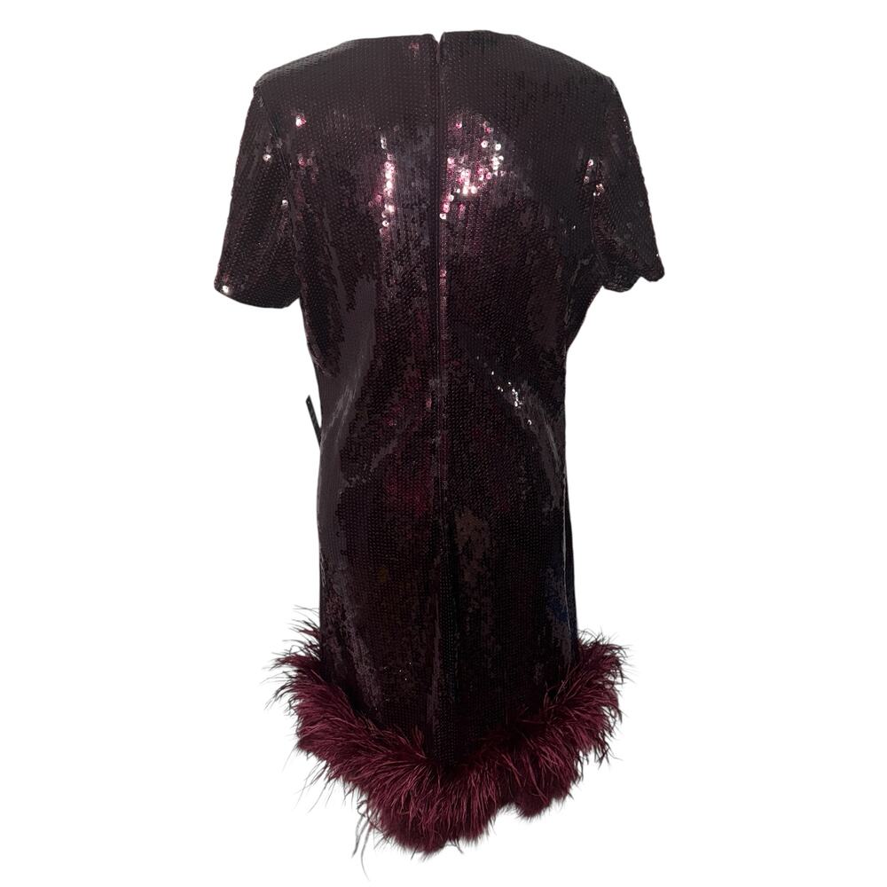Express Womens Size XL Mini Dress Whimpsygoth Dark Romance Sequins Feather Hem - Picture 2 of 10